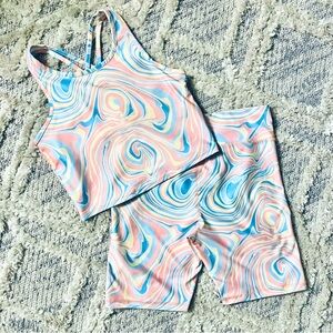 SOLD Xersion Marble Pink Tank and Short Set (SZ Girl’s XL 16)